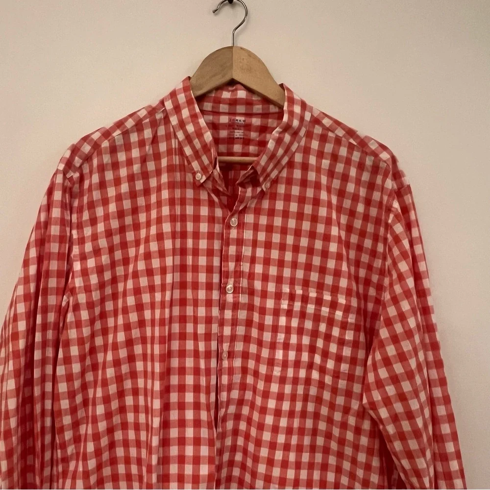✅ J‎. Crew XL Cotton lightweight Plaid checkered Long Sleeve Button Down Shirt